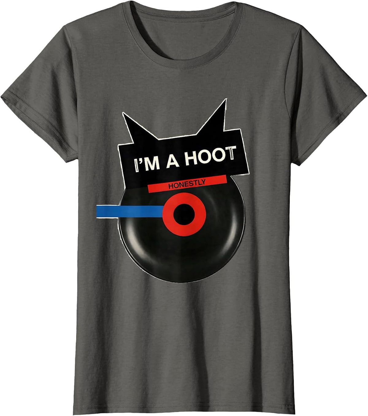Women's I'm A Hoot Honestly Bauhaus Modernist Owl Lover Gift T-Shirt - Asphalt Grey