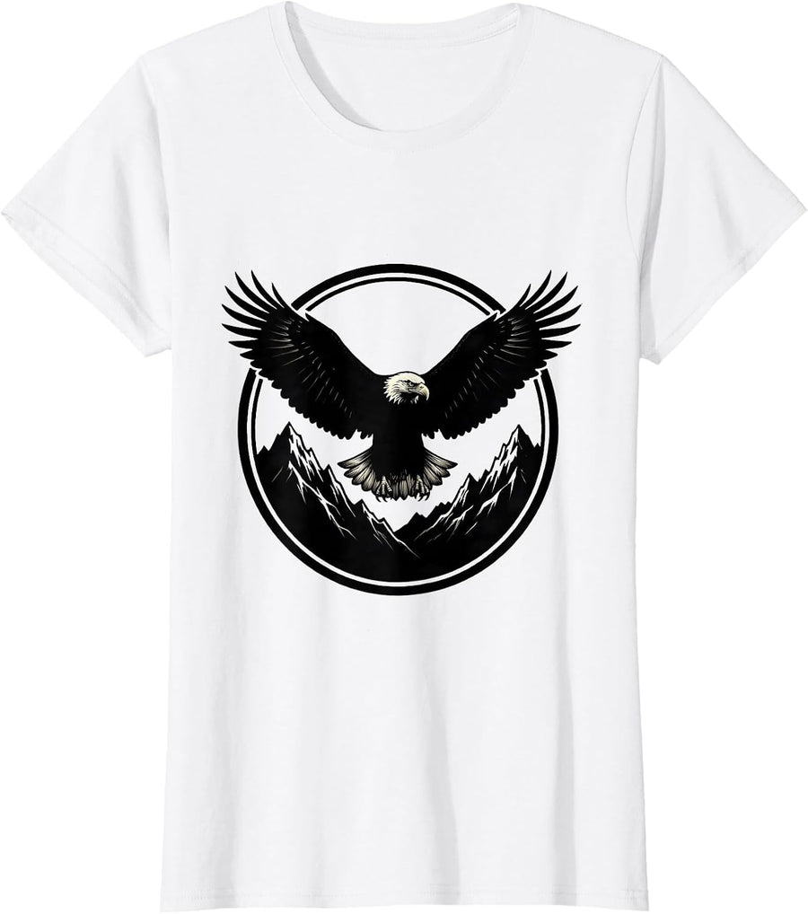 Women's Bald Eagle Mountain Peaks Western Wildlife T-Shirt - White