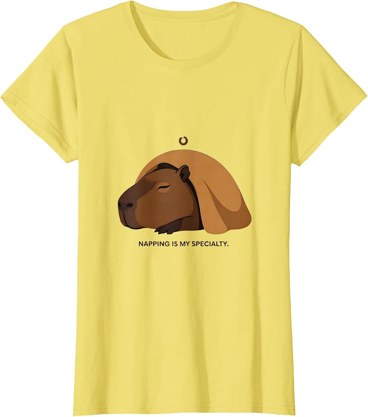 Napping Is My Specialty Cute Capybara Sleepwear Pajama Kids T-Shirt - Lemon Yellow