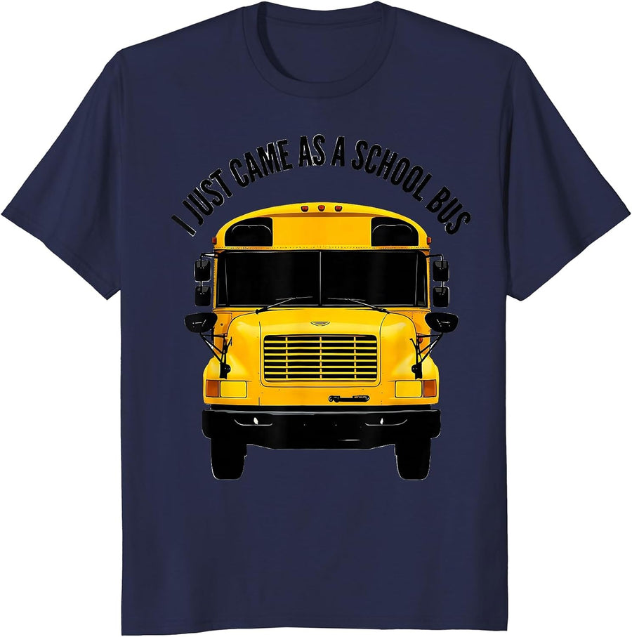 I Just Came As A School Bus Funny Halloween Costume T-Shirt - Navy Blue