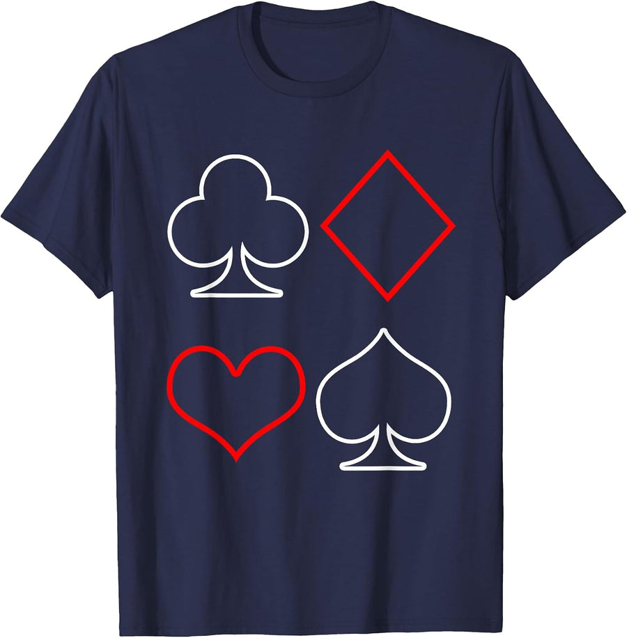 Heart Spade Club Diamond Poker for Men T-Shirt - Navy Blue