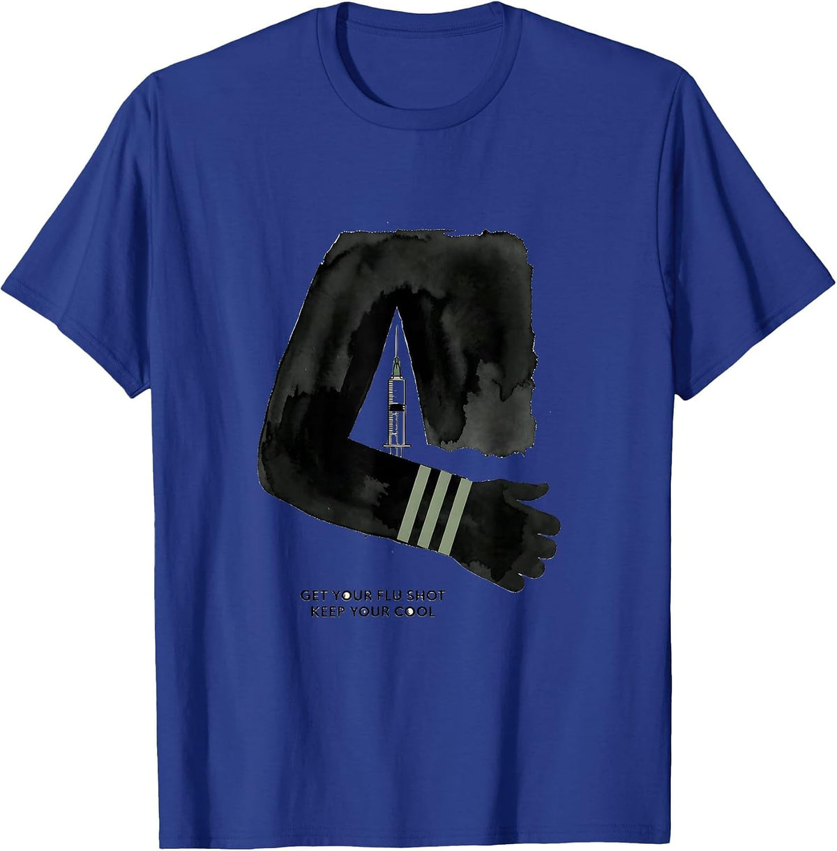 Men's Get Your Flu Shot—Keep Your Cool Funny Healthcare Worker T-Shirt - Royal Blue