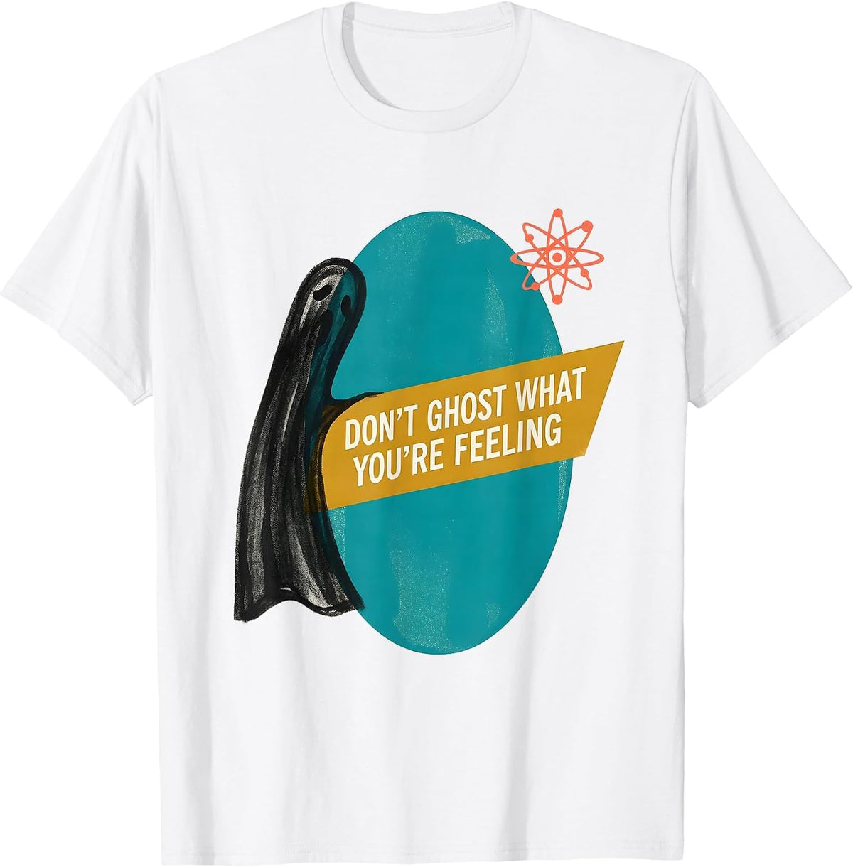 Men's Don't Ghost What You're Feeling Midcentury Modern Halloween T-Shirt - White