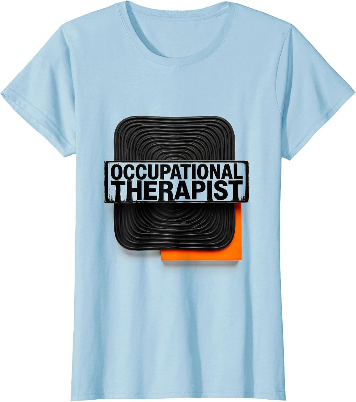 Women's Occupational Therapist Wood Type Letterpress Therapy T-Shirt - Baby Blue