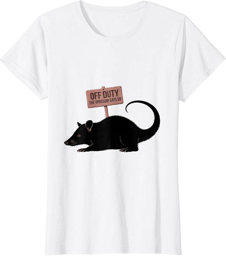 Women's Off Duty The Opossum Says So Official Sleepshirt Animal T-Shirt - White