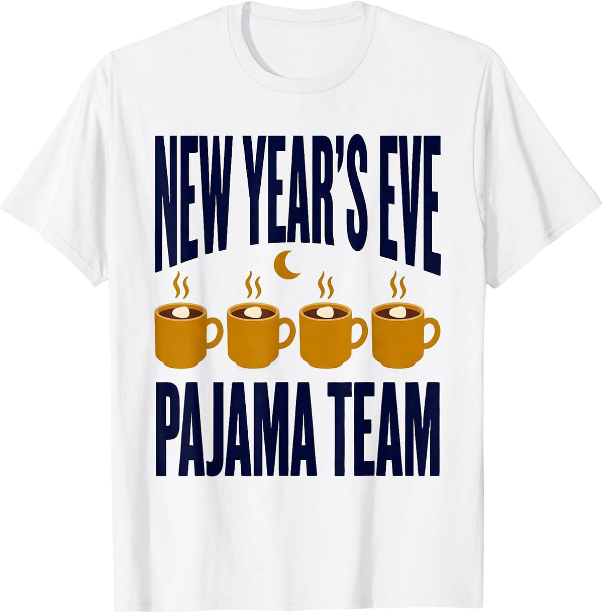 Men's New Year's Eve Pajama Team Funny Matching Family Party Wear T-Shirt - White
