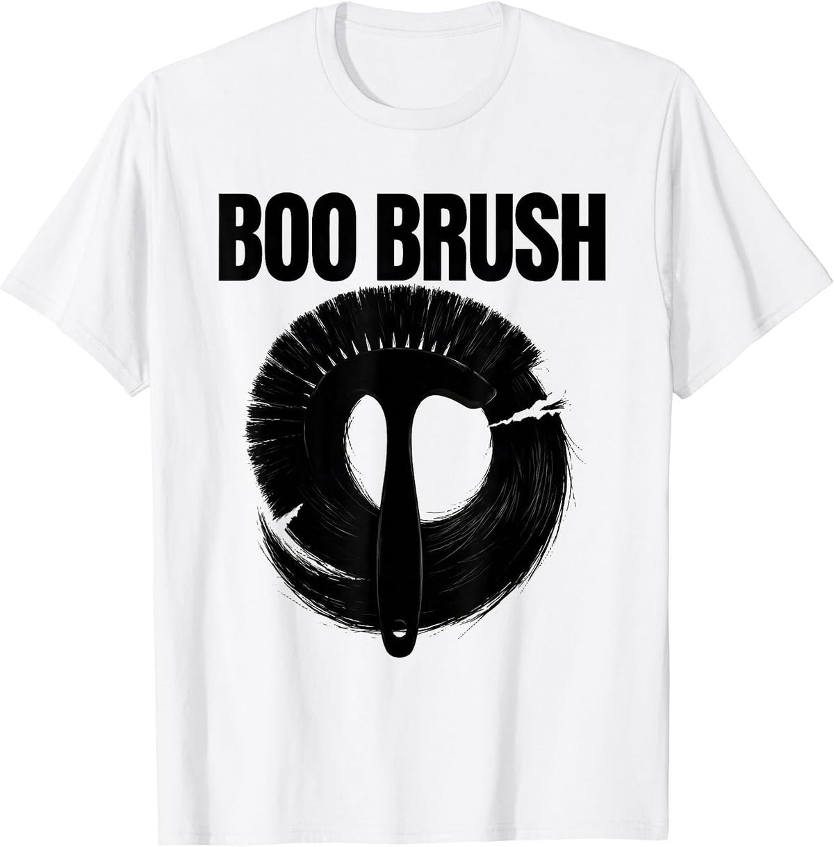 Men's Boo Brush Funny Skeleton Hairstylist Barber Halloween Humor T-Shirt - White