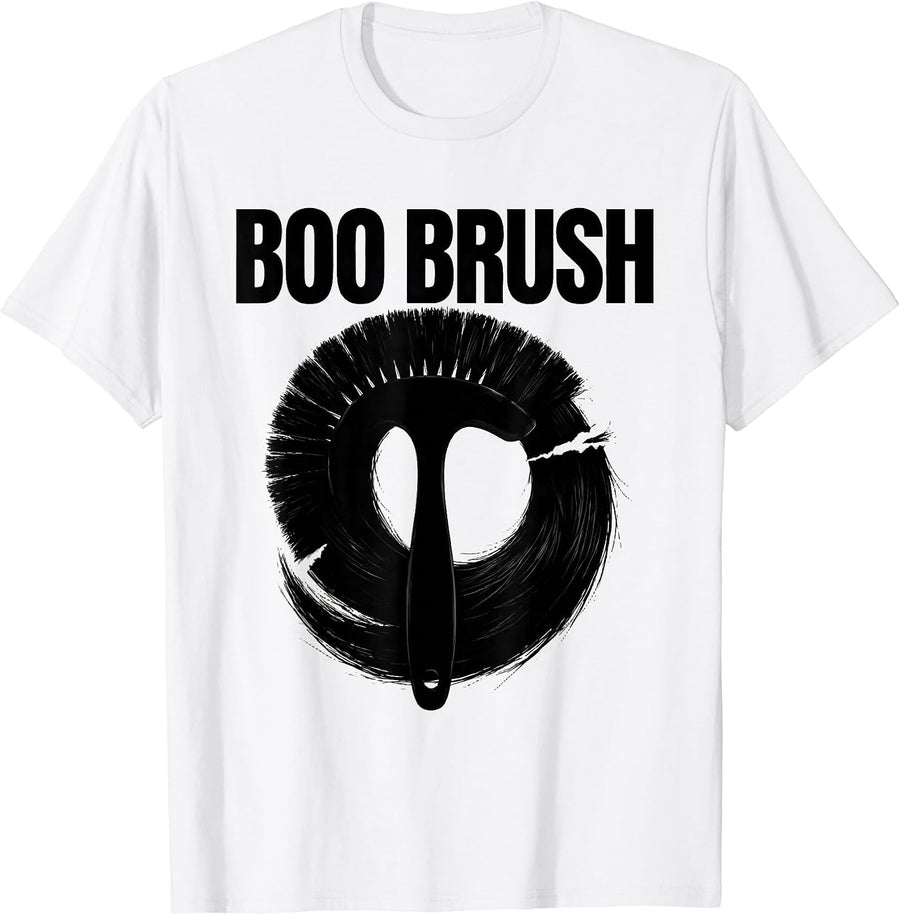 Men's Boo Brush Funny Skeleton Hairstylist Barber Halloween Humor T-Shirt - White