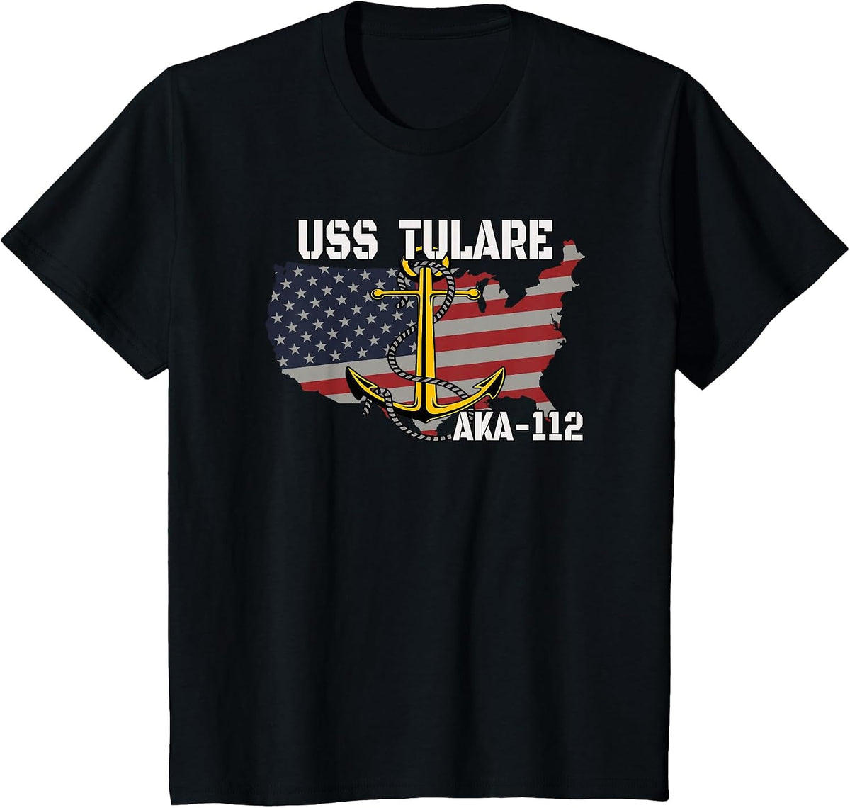 USS Tulare AKA-112 Amphibious Cargo Ship Veterans Day Father T-Shirt - Black