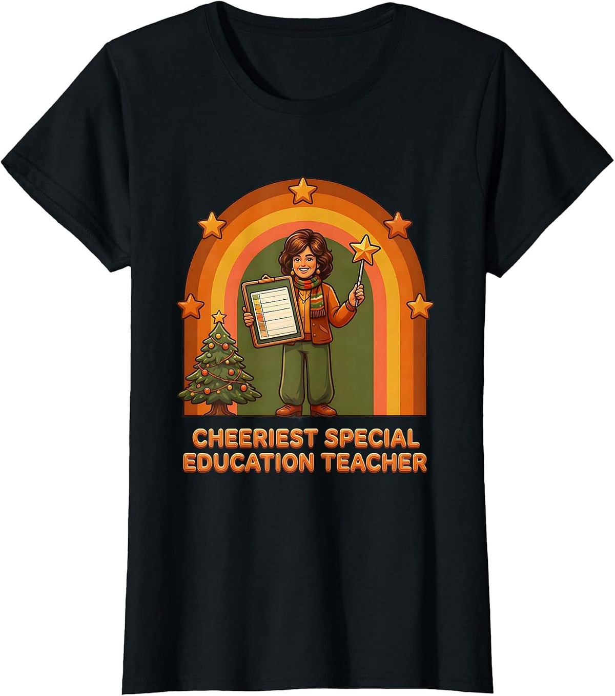 Women's Cheeriest Special Education Teacher Retro Funny Teacher T-Shirt - Black
