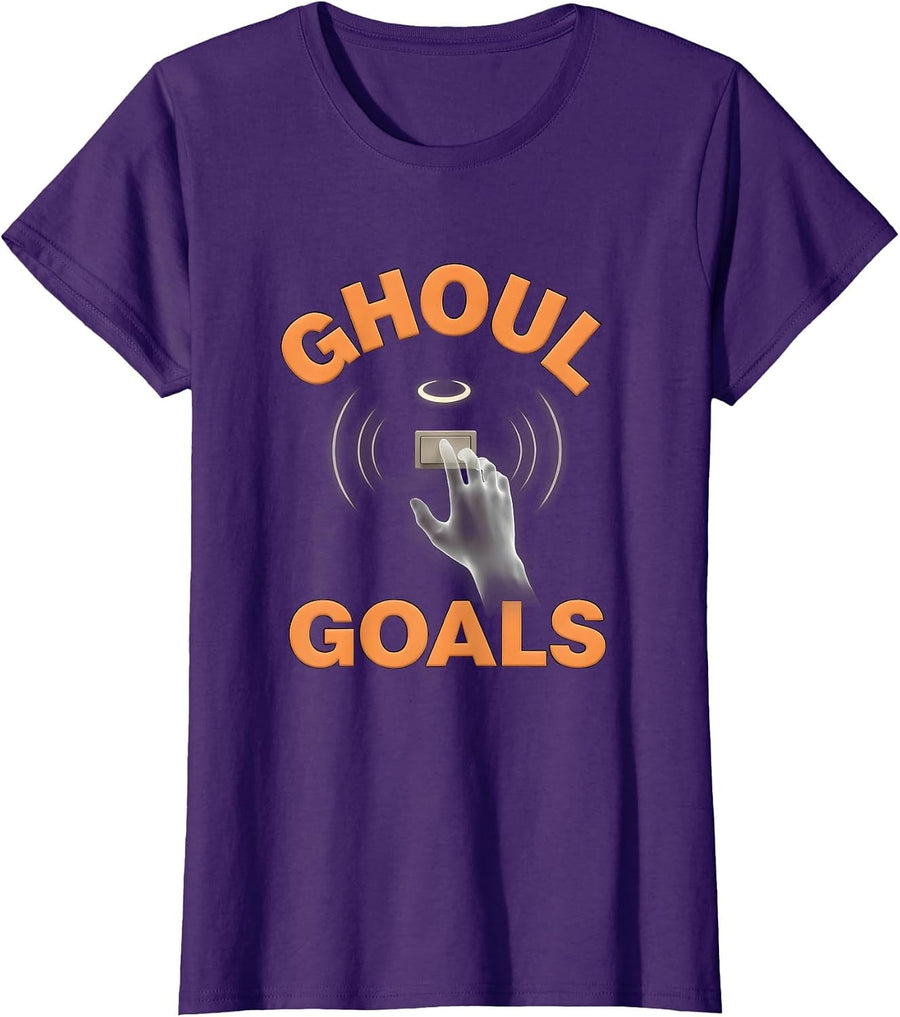 Ghoul Goals Minimalist Halloween SLP Costume Speech-Language T-Shirt, Women, Purple, Large - As Pictured