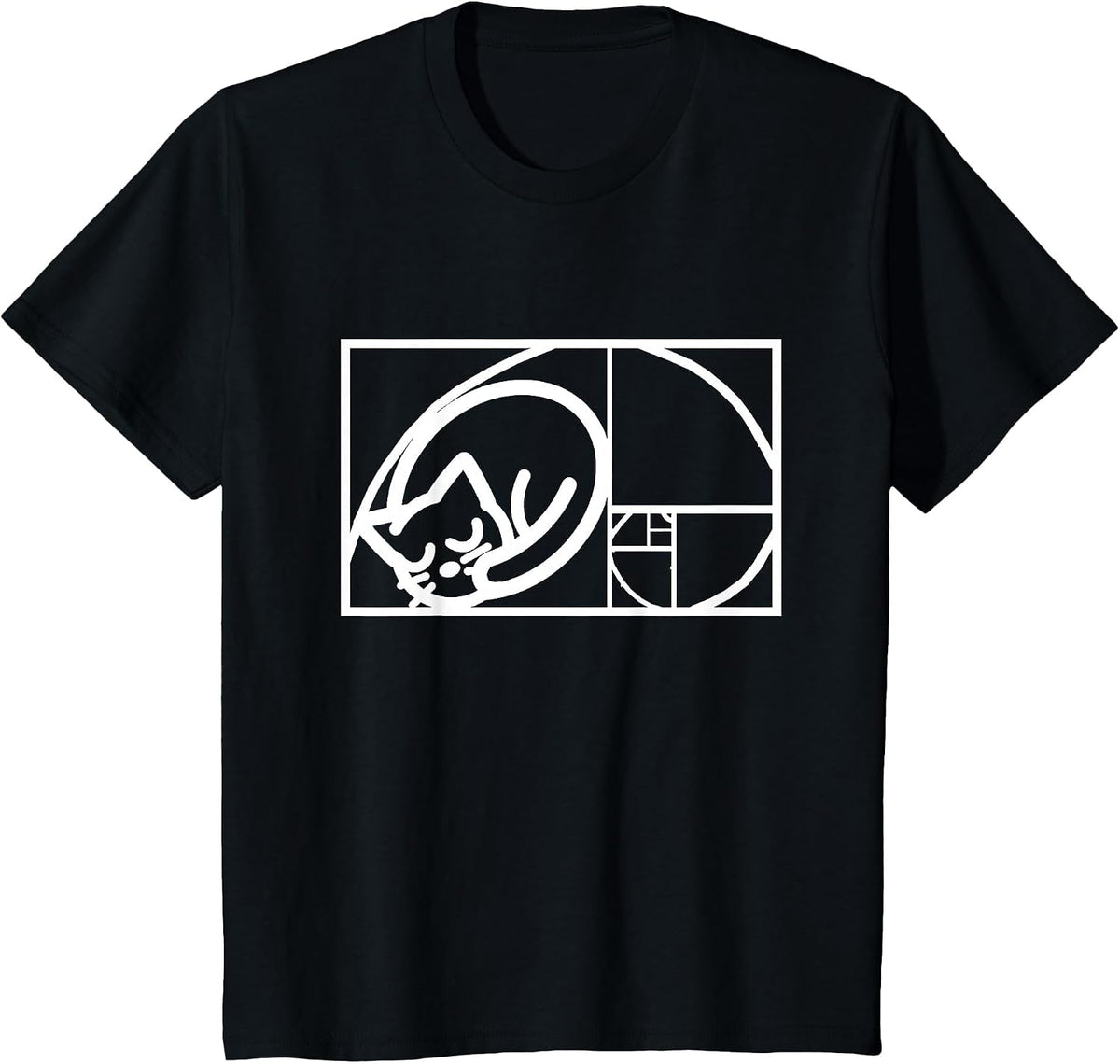 Math Mathematics Fibonacci Sequence Cat Golden Ratio T-Shirt - Black