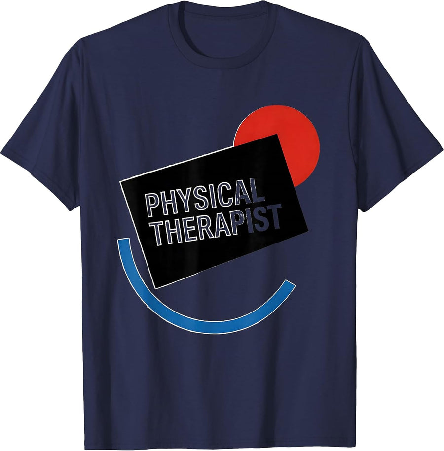 Physical Therapist Bauhaus Modernist OT PT Workwear T-Shirt - Navy Blue