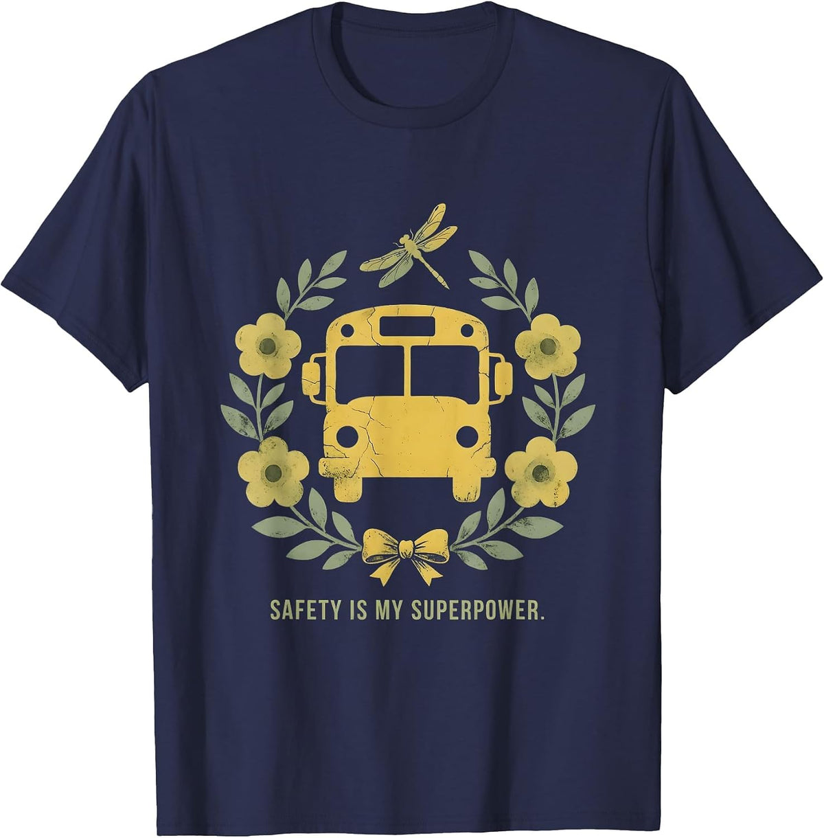 Safety Is My Superpower School Bus Driver T-Shirt - Navy Blue