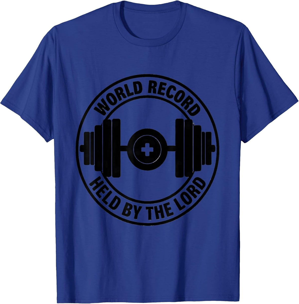 Men's World Record: Held By The Lord Christian Men Gym Faith Iron T-Shirt - Royal Blue