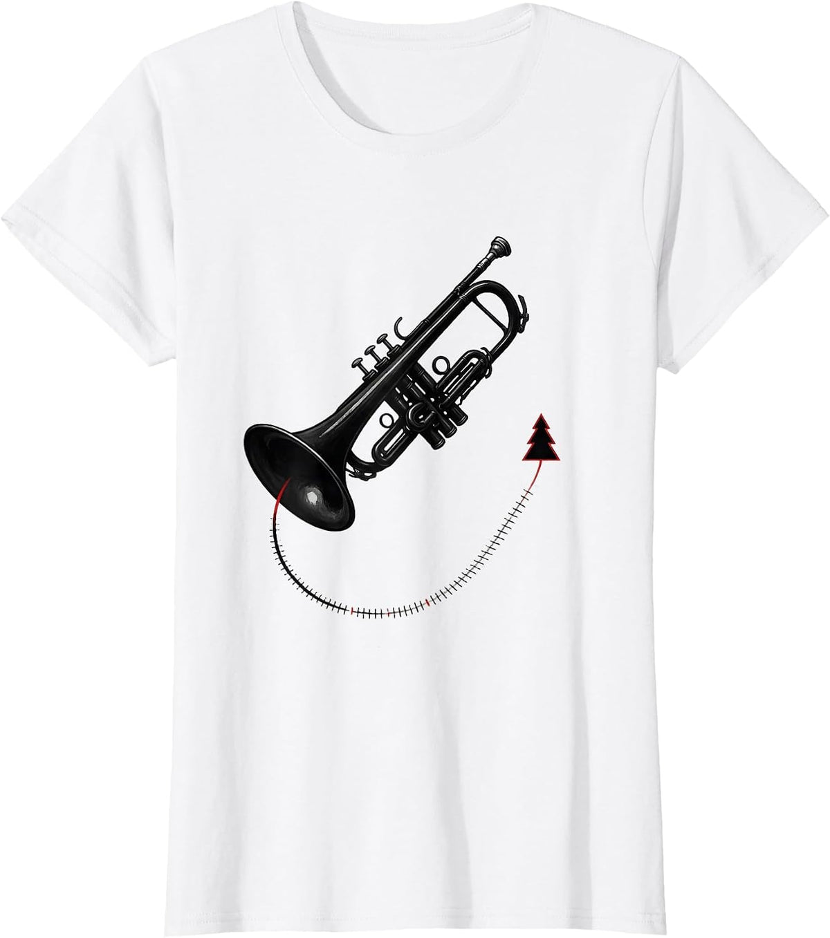 Trombone Silhouette Minimalist Christmas Musician Gift T-Shirt - White