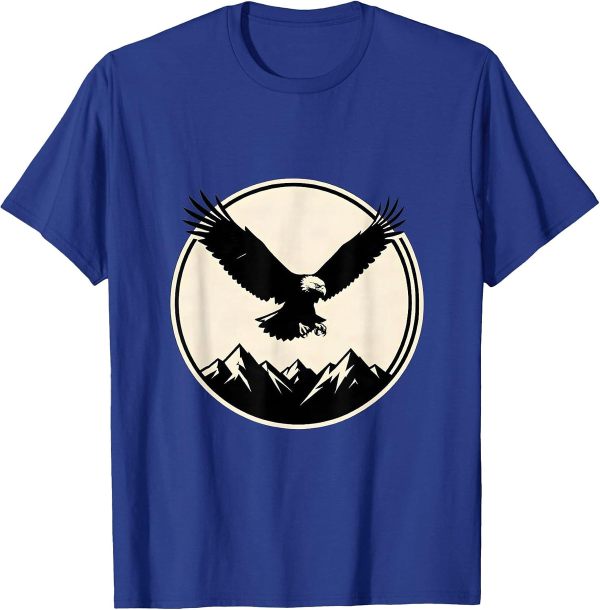 Live Free Eagle Soaring Over Mountain Peaks T-Shirt - Royal Blue