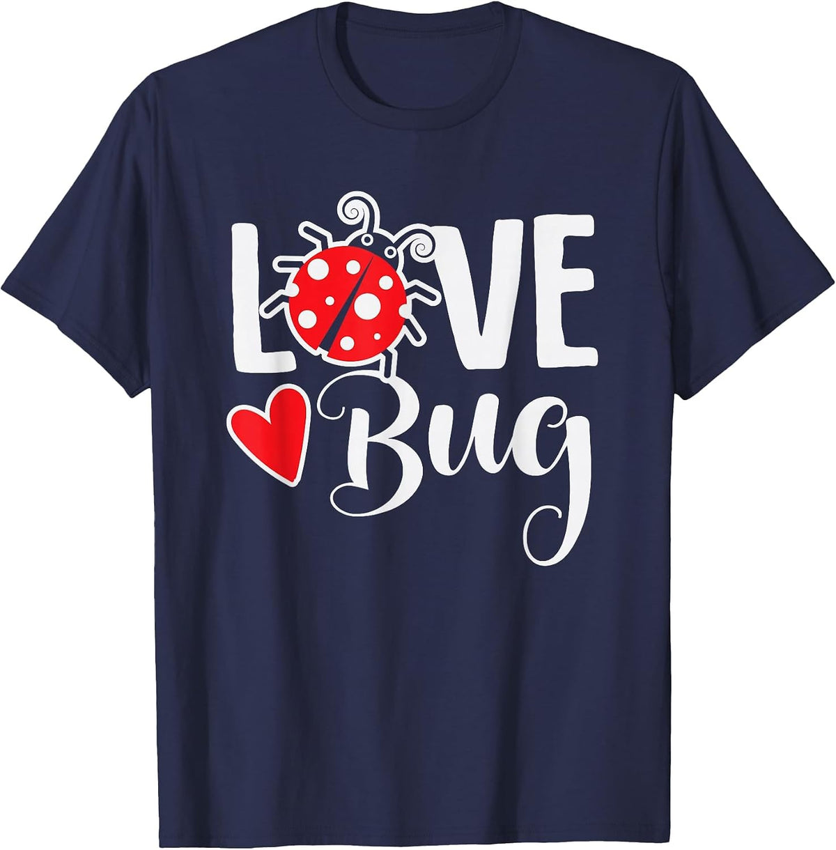 Love Bug Cute Valentine's Day Party Ladybug T-Shirt - Navy Blue