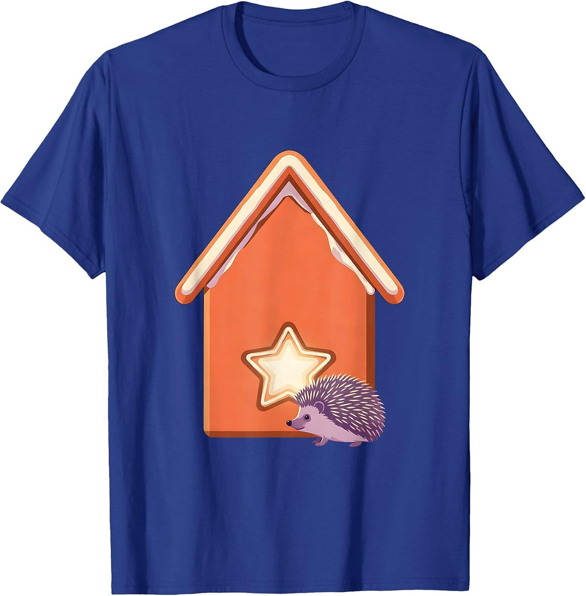 Tiny Hedgehog Gingerbread House Cute Christmas Humor T-Shirt - Royal Blue