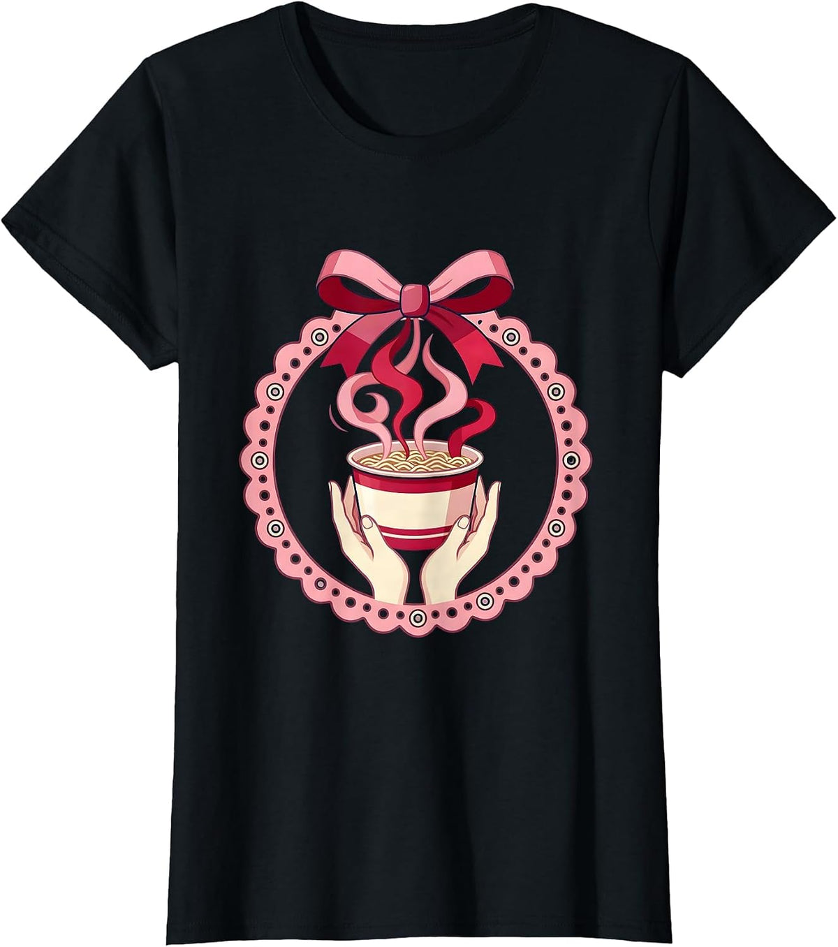 Women's Midnight Ramen Cup Graphic Tee T-Shirt - Black