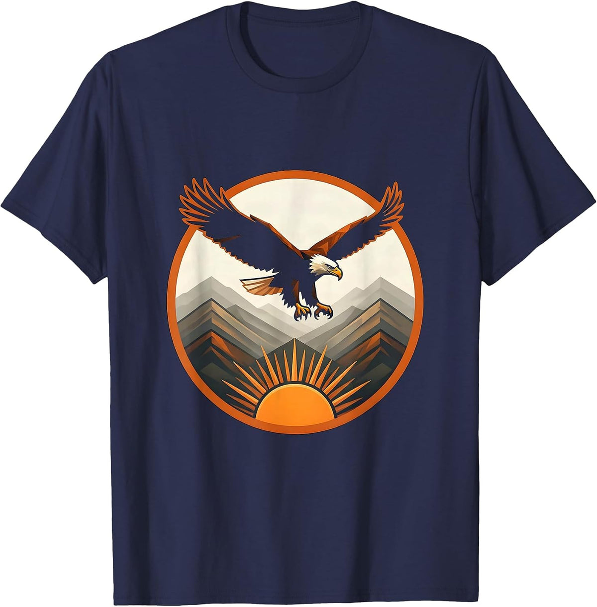 Men's Eagle Soaring Over Misty Morning Valley T-Shirt - Navy Blue