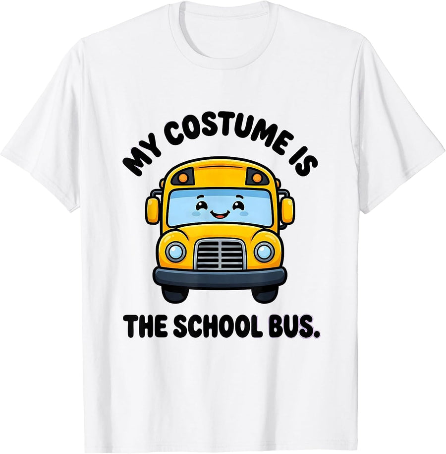 Men's My Costume Is The School Bus Cute Kawaii Halloween Costume T-Shirt - White