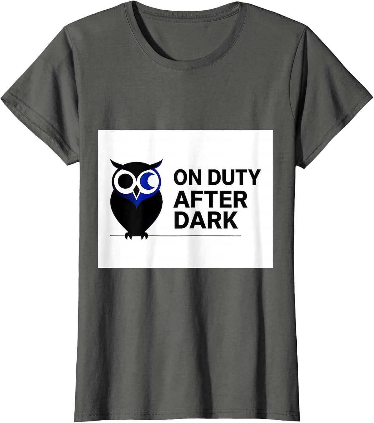 Women's On Duty After Dark Funny Owl Lover Retro Humor Bird T-Shirt - Asphalt Grey