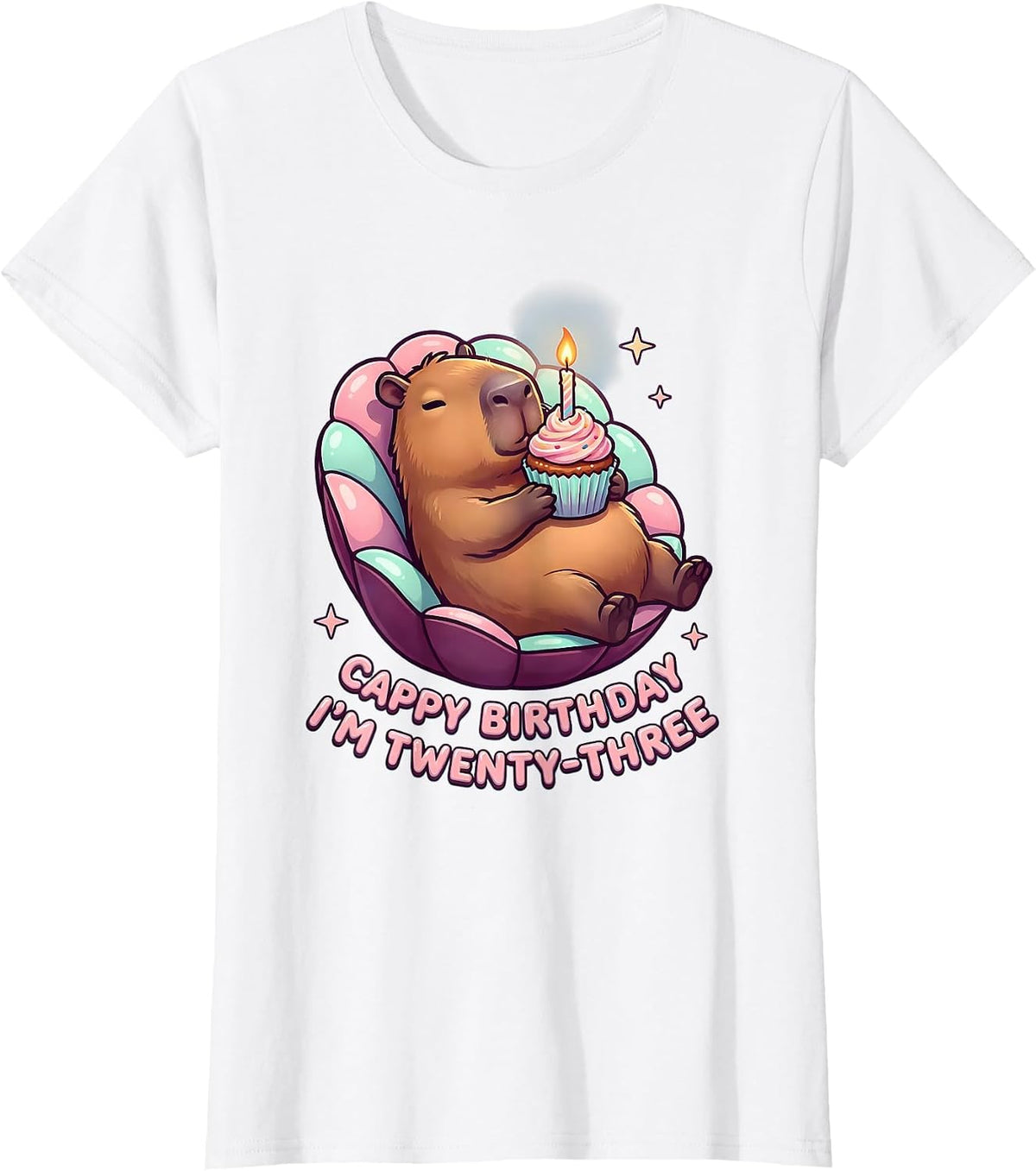 Cappy Birthday, I'm Twenty-Three Cute Kawaii Capybara T-Shirt - White