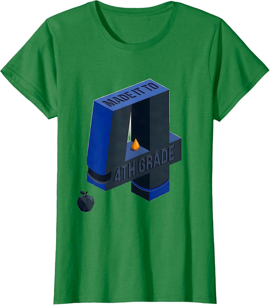 Women's Made It To 4th Grade Groovy Back To School Fourth Grade T-Shirt - Kelly Green