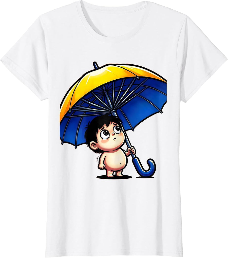 Women's Anti Bullying Umbrella Protection Graphic Design T-Shirt - White