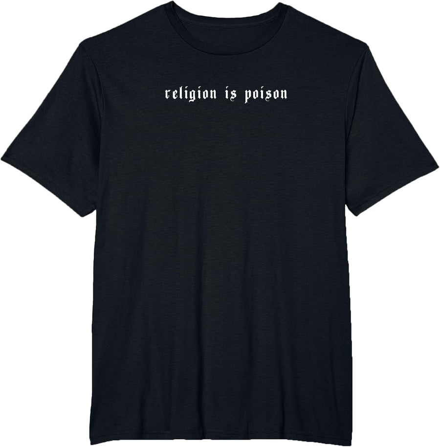 Religion is Poison Satan Goth Gothic Occult Grunge Aesthetic T-Shirt - Black