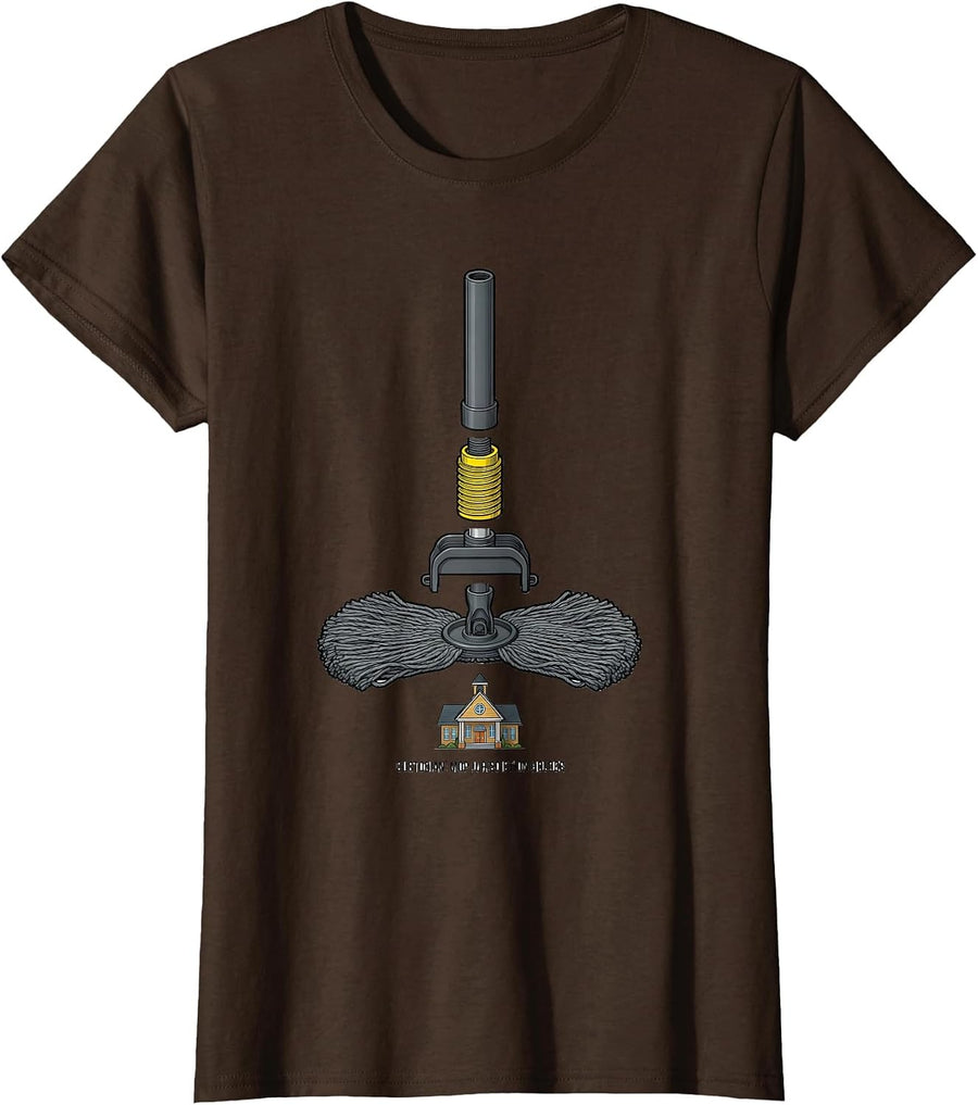 Women's Custodian: Mop Jurisdiction Holder Funny School Custodian T-Shirt - Brown