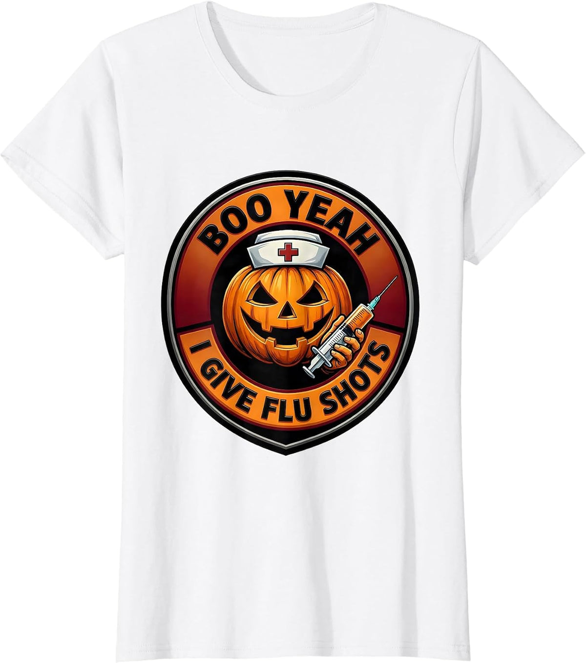 Women's Boo Yeah I Give Flu Shots Funny Nurse Ghost Halloween T-Shirt - White