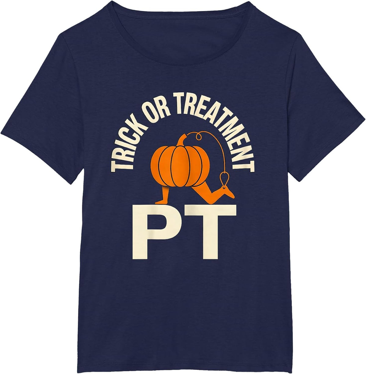 Women's Trick Or Treatment PT Physical Therapy Halloween Therapist T-Shirt - Navy Blue