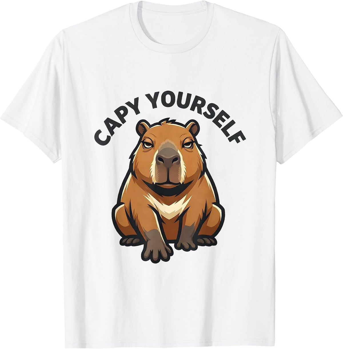 Men's Capy Yourself Funny Capybara Meme Animal Humor T-Shirt - White