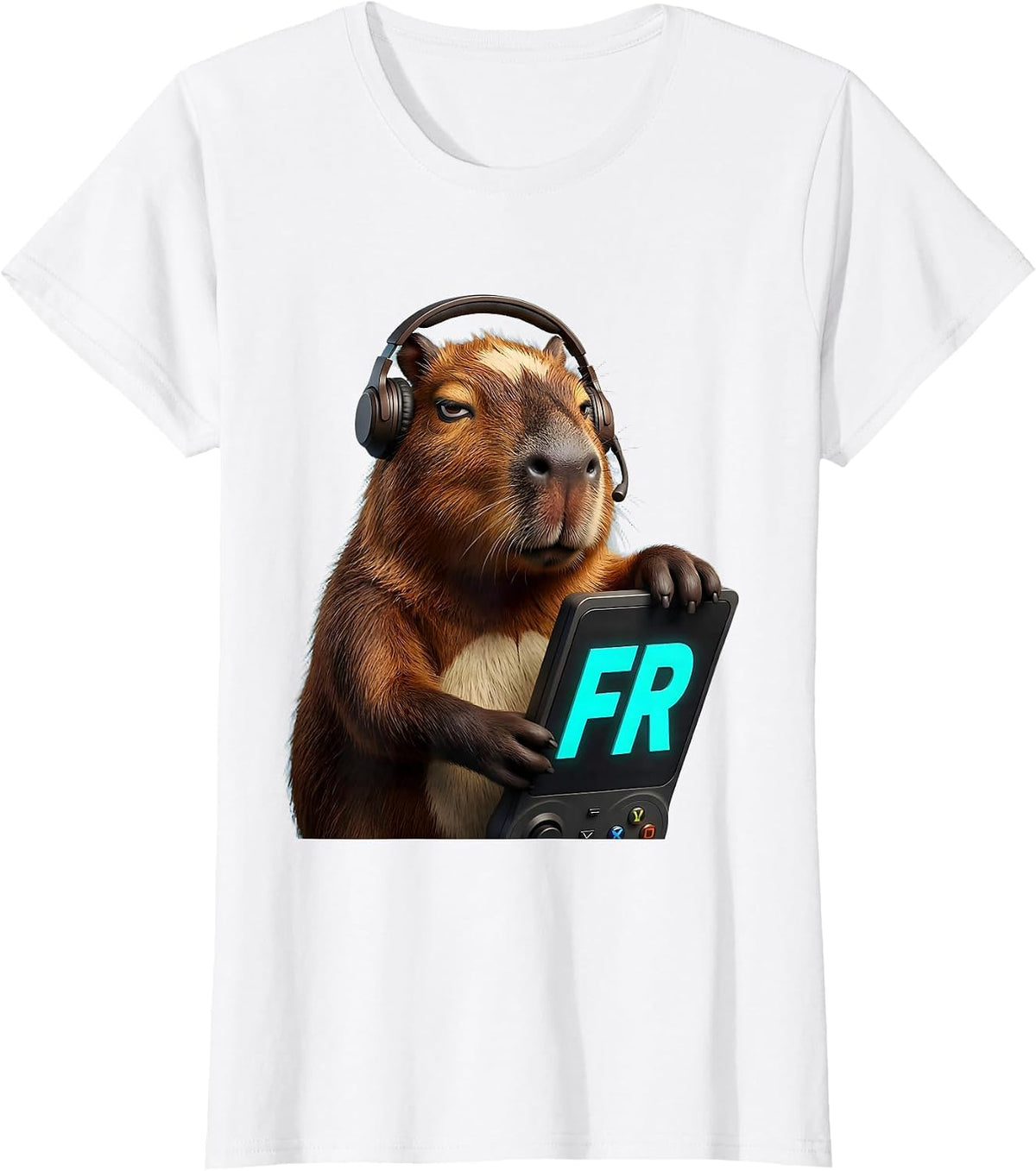 Fr Funny Capybara Gamer Meme Humor Video Games T-Shirt - White