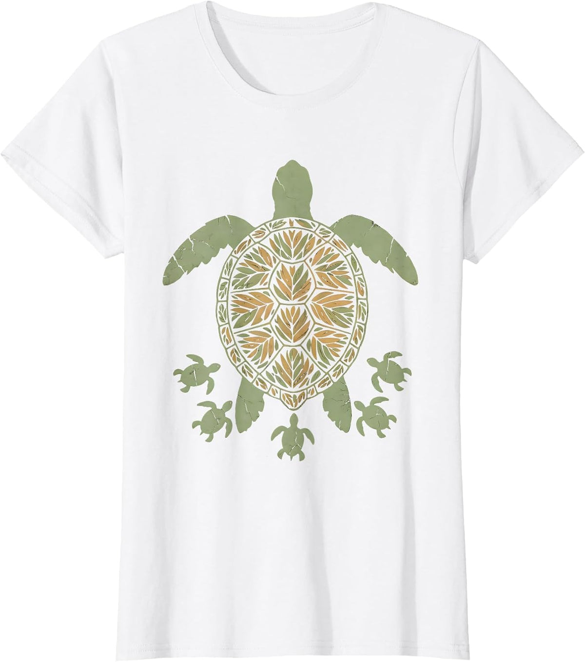 Mother Sea Turtle Releasing Hatchlings at Shore T-Shirt - White