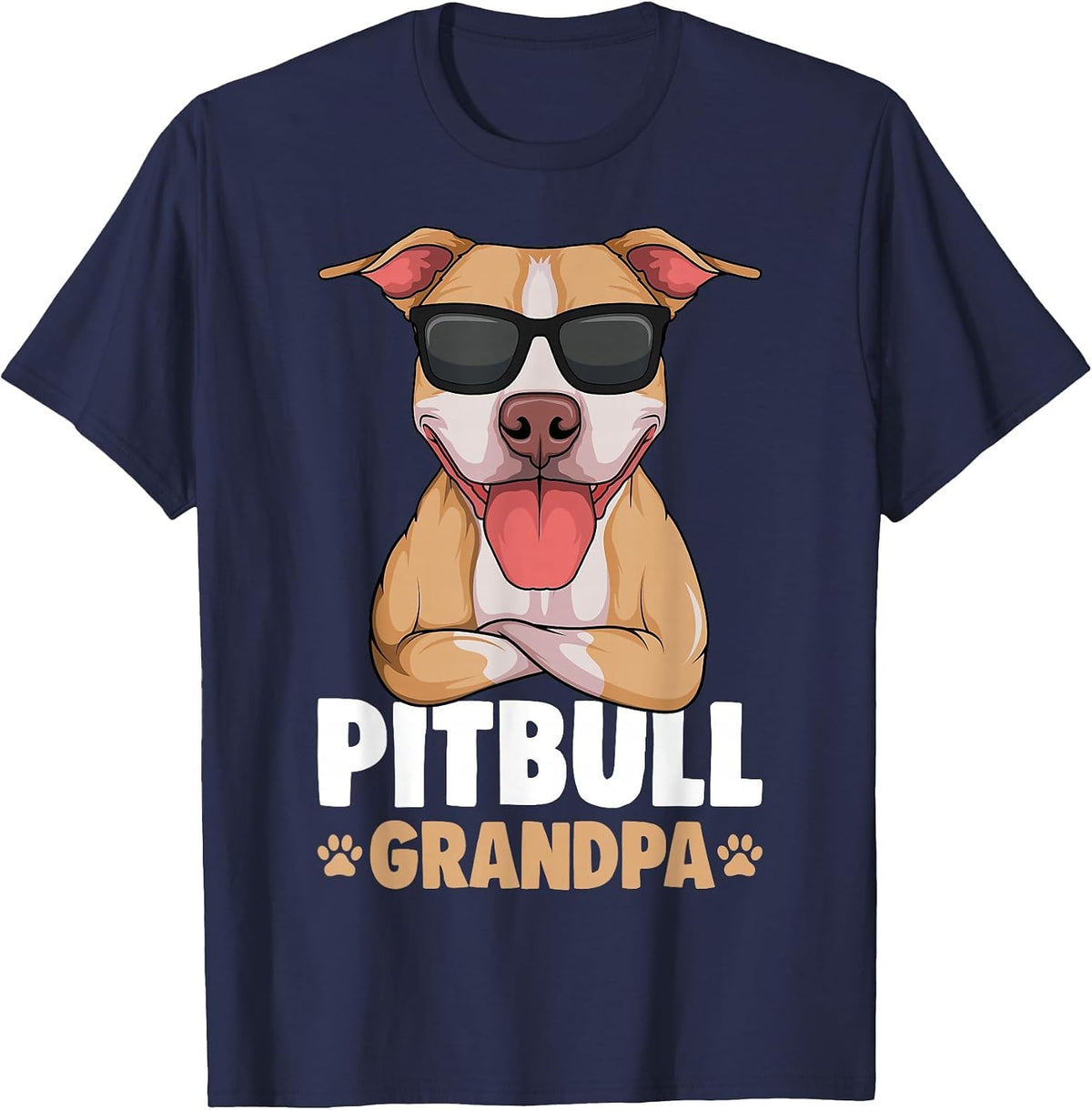 Pitbull Grandpa Pittie Dog T-Shirt - Navy Blue