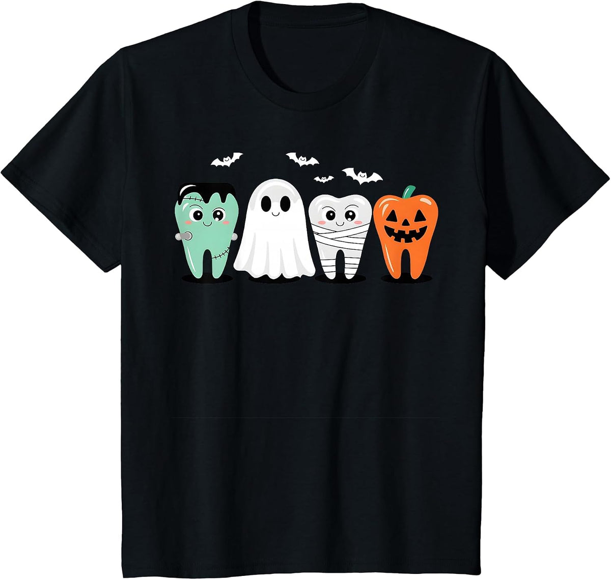 Cute Halloween Dentist Dental Hygienist Spooky Teeth T-Shirt - Black