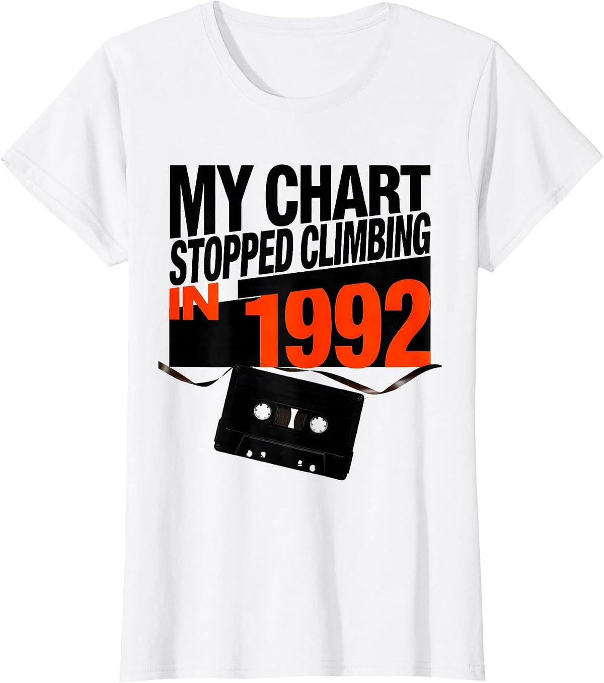Women's My Chart Stopped Climbing In 1992 Retro 80s 90s Music T-Shirt - White
