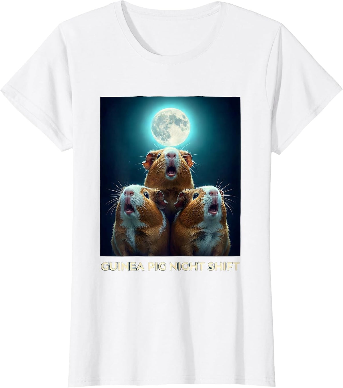 Women's Guinea Pig Night Shift Funny Pet Lover Meme Humor T-Shirt - White
