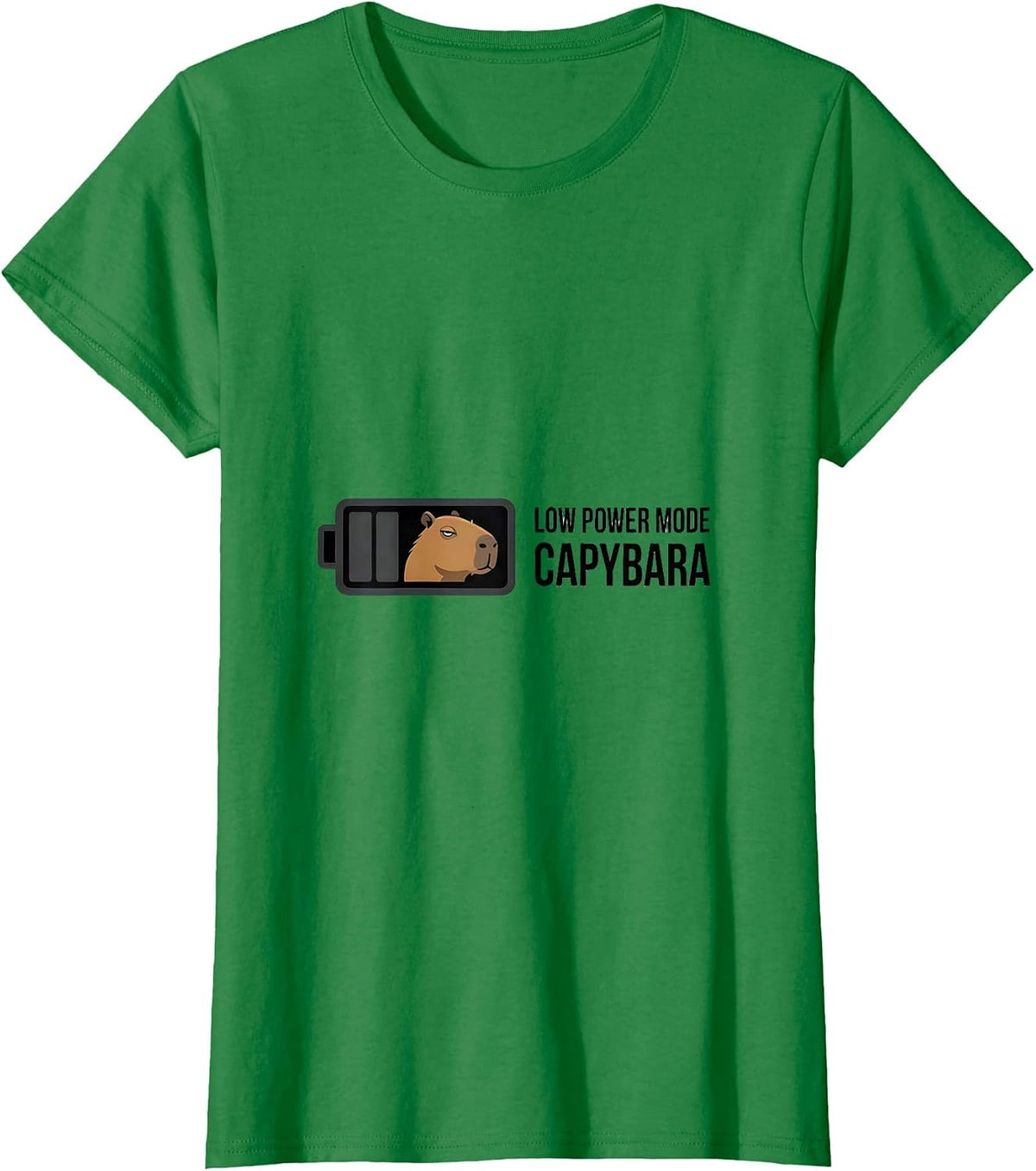 Women's Low Power Mode Capybara Funny Animal Humor Meme T-Shirt - Kelly Green