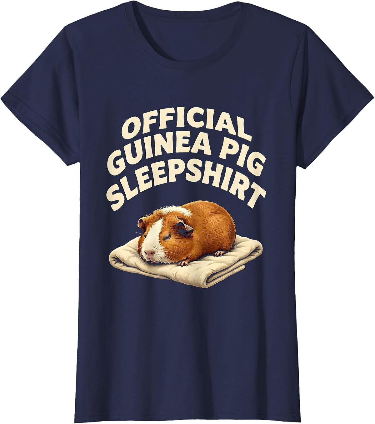 Women's Official Guinea Pig Sleepshirt Funny Pet Lover Gift T-Shirt - Navy Blue