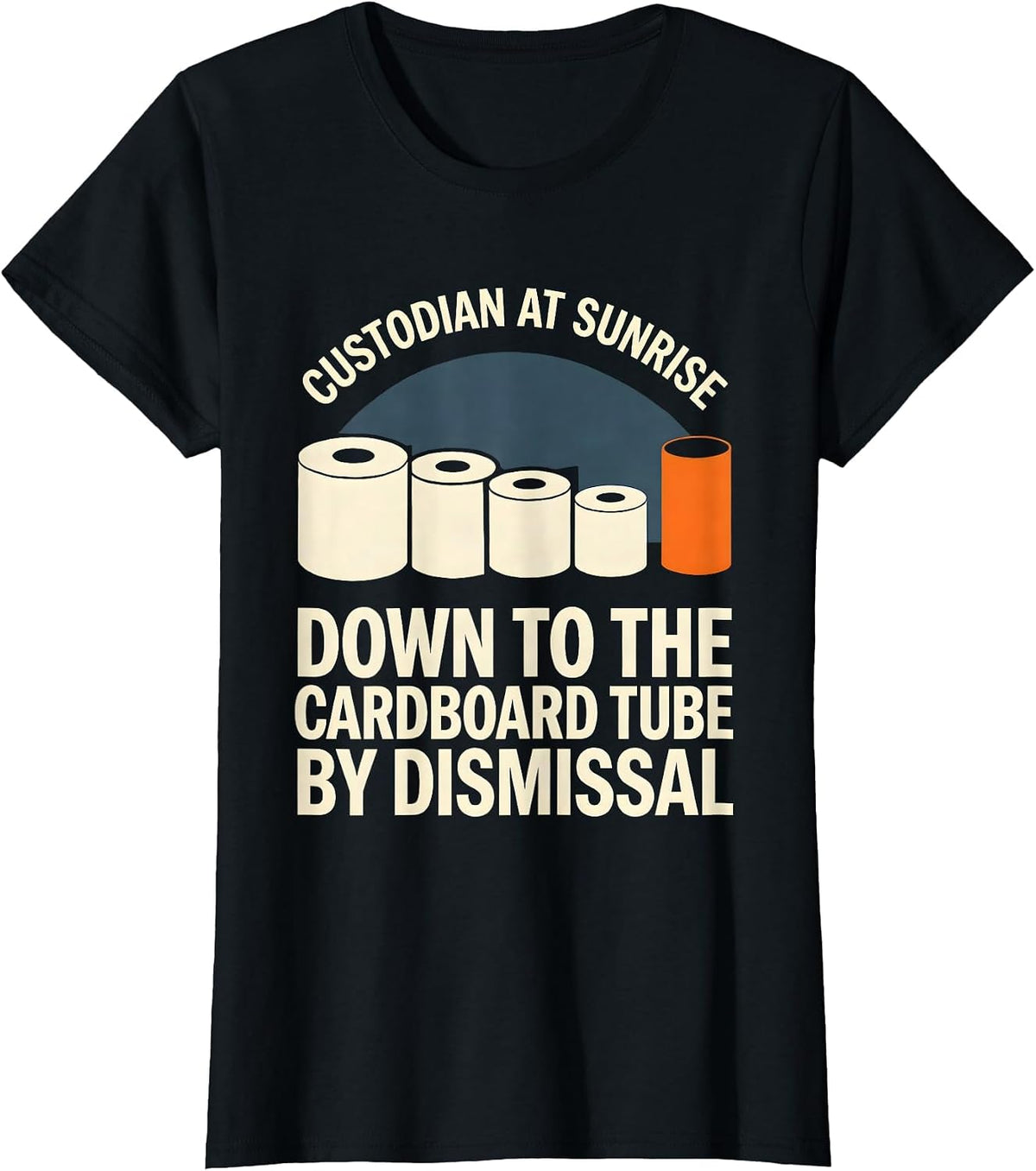 Custodian At Sunrise Down To The Cardboard Tube T-Shirt - Black