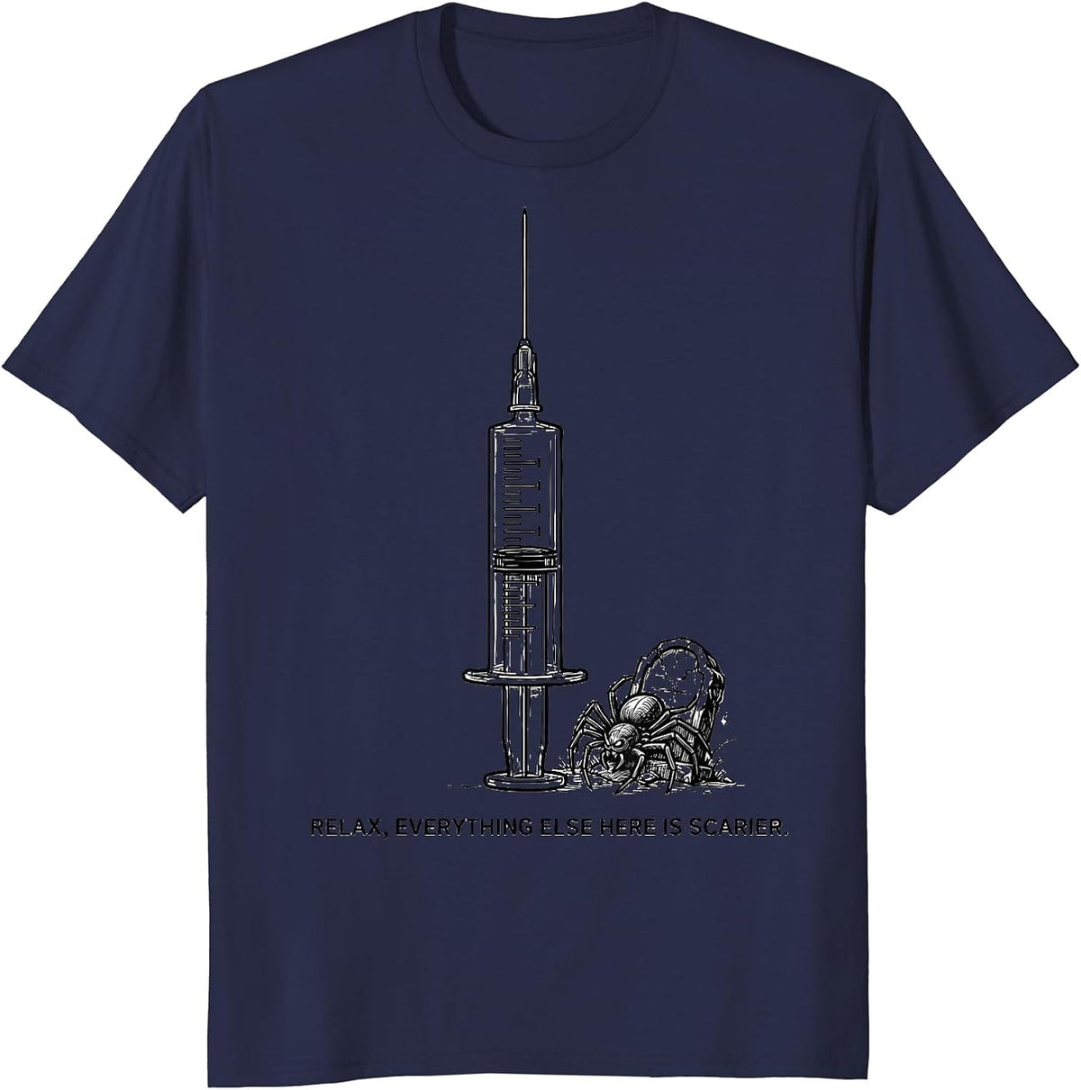 Relax Everything Else Here Is Scarier Funny Halloween Nurse T-Shirt - Navy Blue