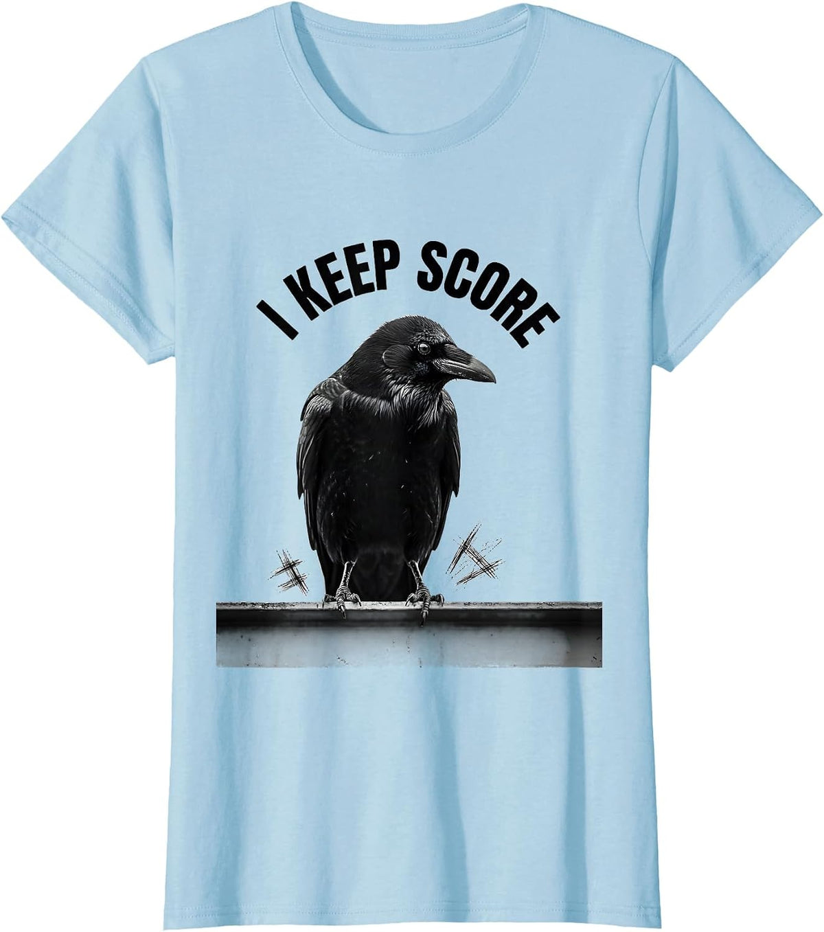 I Keep Score Dark Humor Crow Raven Gothic Halloween T-Shirt - Baby Blue