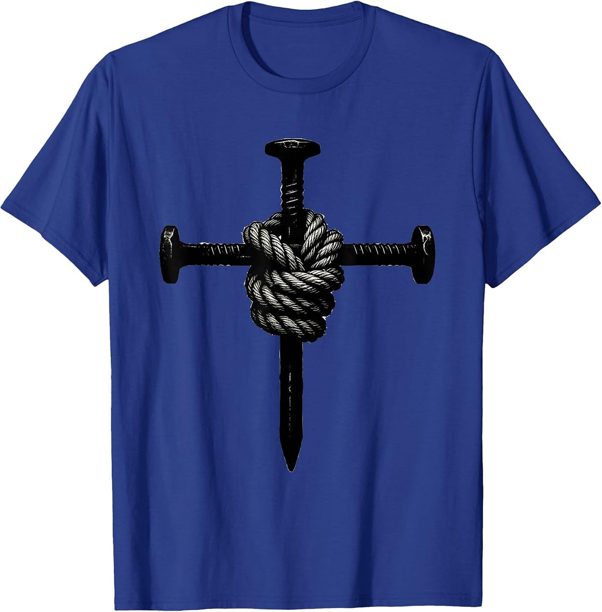 Three Nails Bound Cross Christian Faith Design T-Shirt - Royal Blue