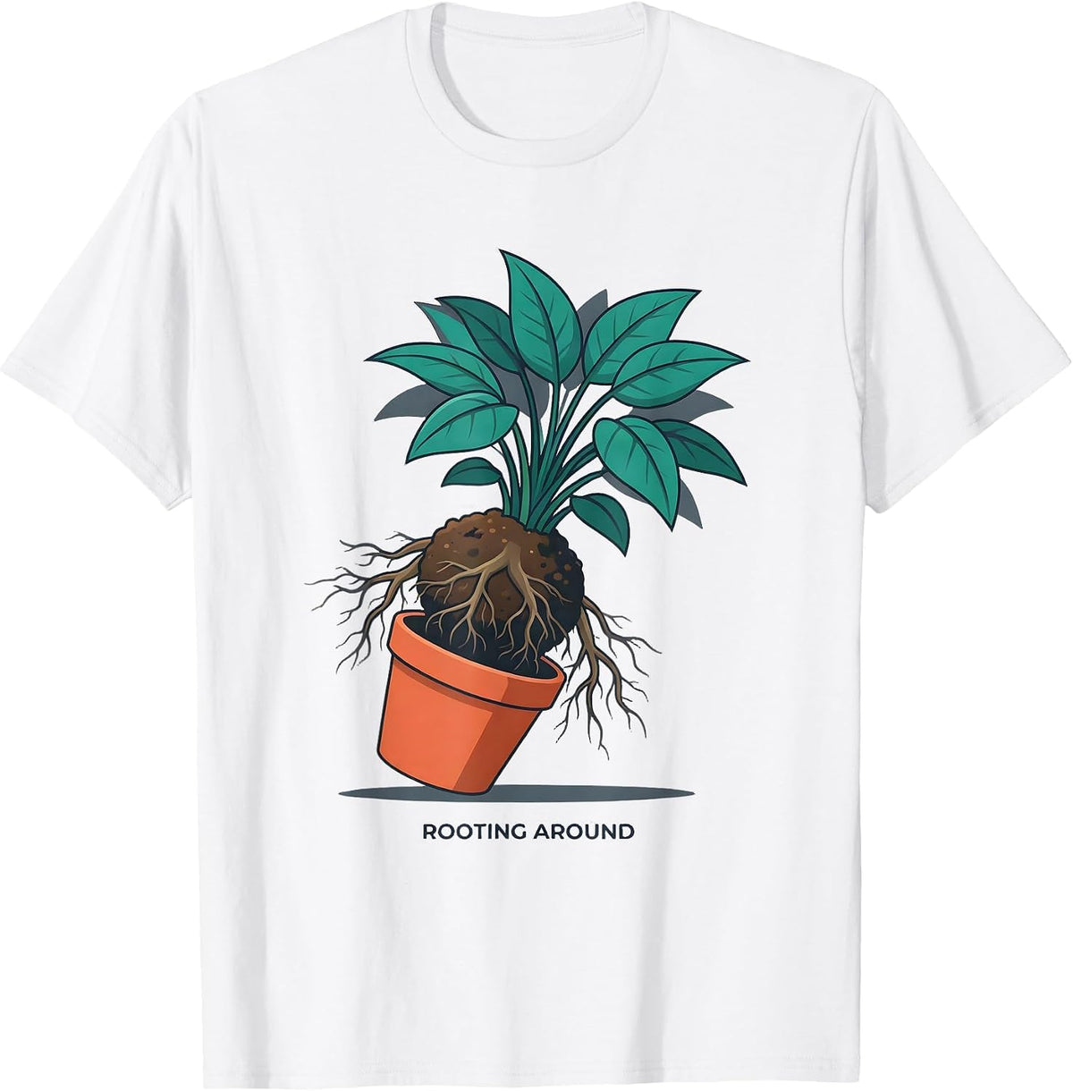 Men's Rooting Around Funny Gardening Plant Lover Gift T-Shirt - White