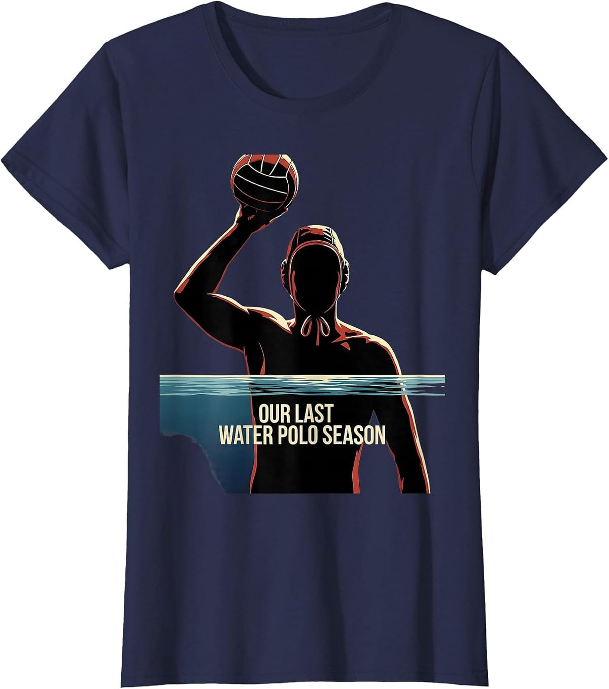 Women's Our Last Water Polo Season Senior Night Silhouette Keepsake T-Shirt - Navy Blue