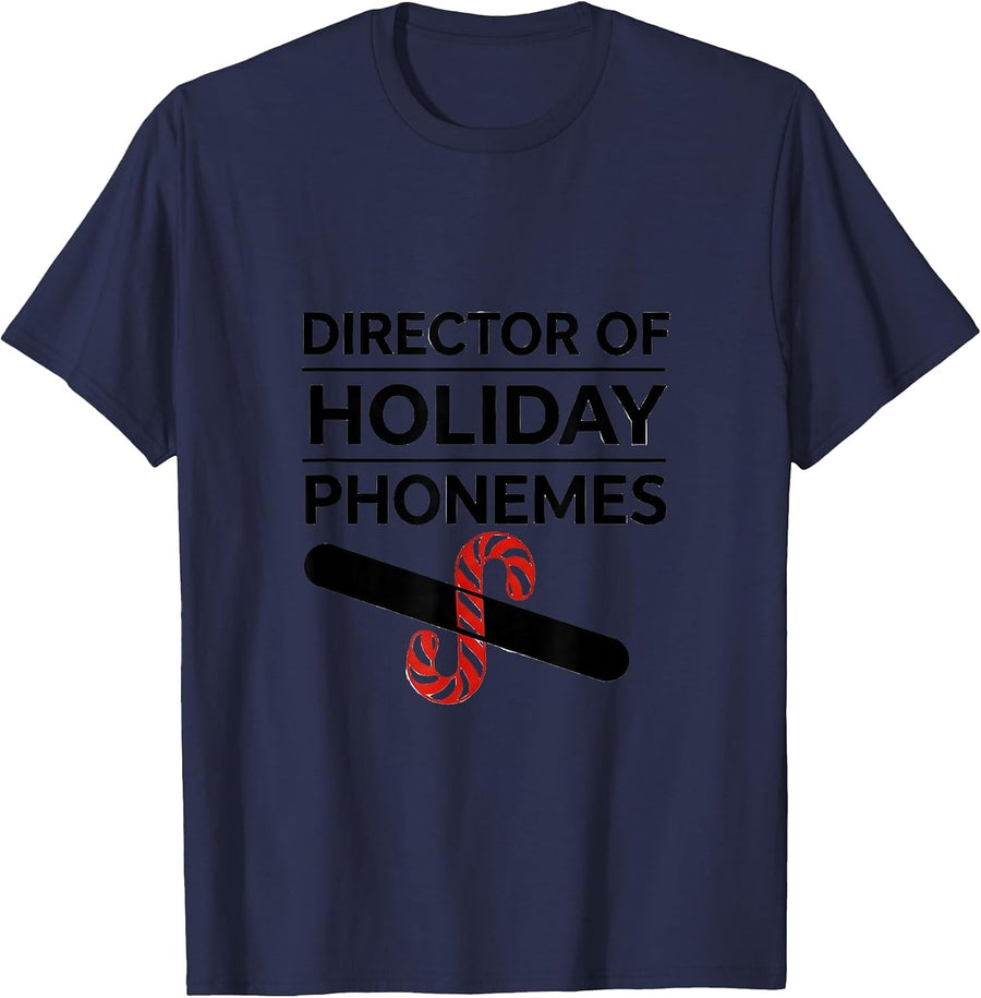 Director Of Holiday Phonemes Speech Therapist SLP Christmas T-Shirt - Navy Blue